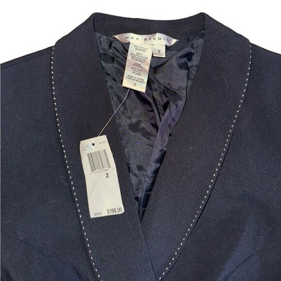 [NWT] Max Studio Black w/ White Stich Threading Blazer - Size 2 - Picture 4 of 10